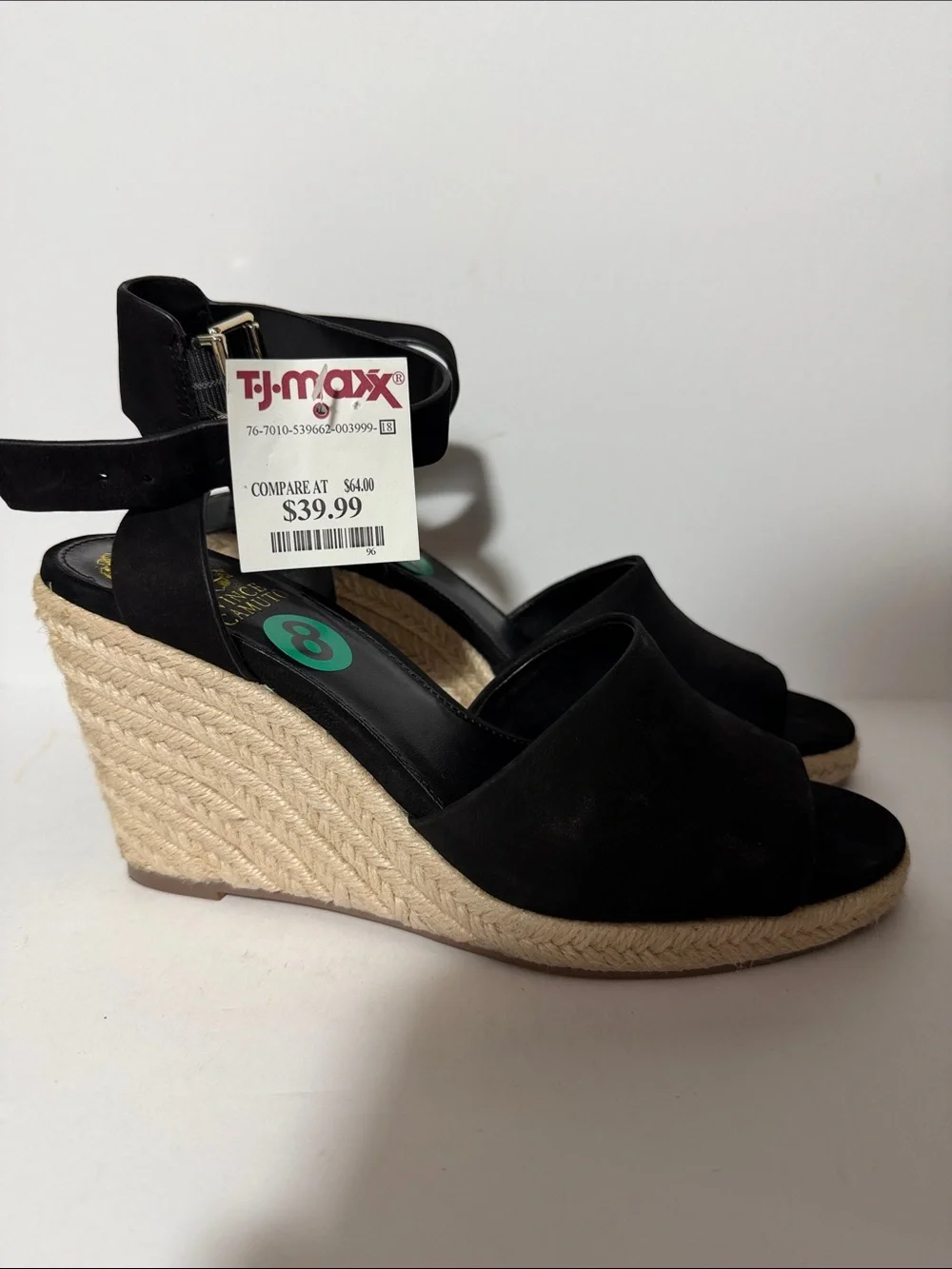 Vince Camuto Black Espadrille Ankle-Strap Wedges